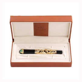 Luxury Golden Chinese Ming Dynasty Emperor Style Dragon Play Jade Ball Fountain Pen Fine Tip