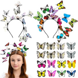 XTUDOU® Set of 2 Butterfly Hair Bands with 16 Pieces Butterfly Hair Clips Hair Accessories Butterfly Headband Women for Ladies Girls Party Dance Carnival Role Play