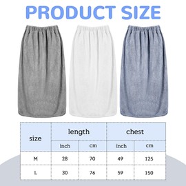 Cuffbow 3 Pcs Towel Wrap for Women Spa Body Robe Full Length Female Bath Shower with Adjustable Closure Elastic Top Plush(30 x 59 Inches,Grey, White, Blue)
