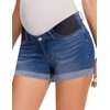 fitglam Women's Maternity Jean Shorts Under Belly Maternity Lounge Denim