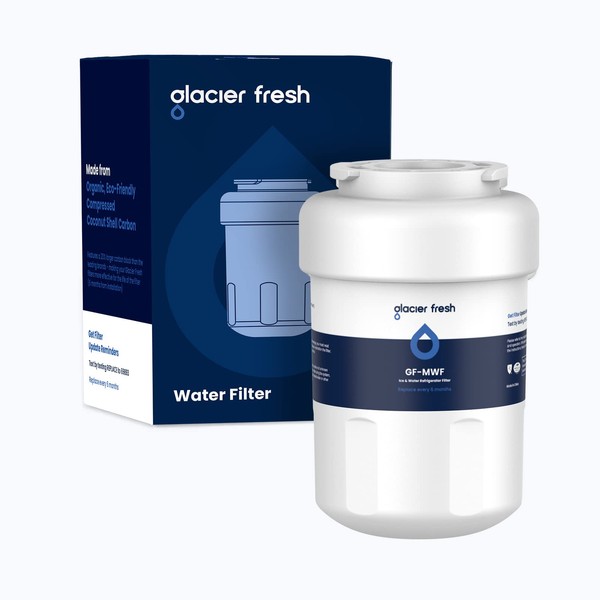 GLACIER FRESH MWF Replacement Water Filter for GE Refrigerator, NSF 42 Certified Cartridge Compatible with GE MWF SmartWater MWFA MWFP GWF GWFA Kenmore 991 46-9991 HDX FMG-1 WFC1201 Pack