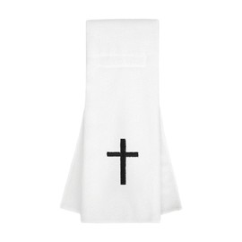 SLEEFS Football Towel - Cotton Quarterback QB Towel for The Football Field - Bi-Fold Hook & Loop Closure - Thin Sports Towel - Men/Youth/Boys/Adults - Faith Cross White