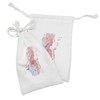 Lunarable Retro Fabric Pouch Set of 2, Silhouette of Lady