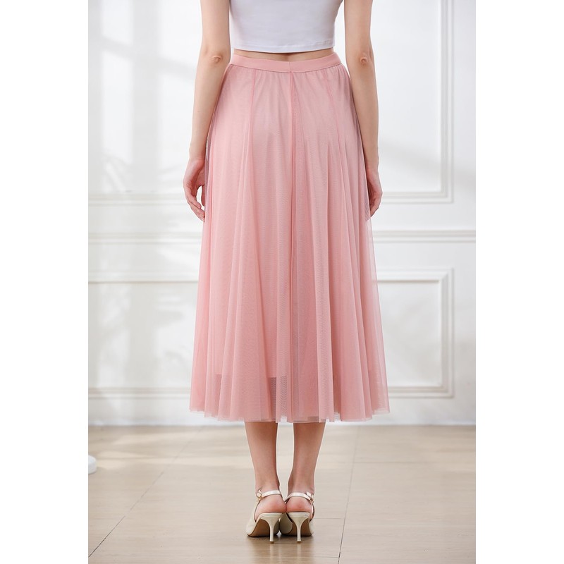 Tulle Skirts for Women, Elastic High Waist A Line Basic