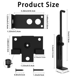 Pack of 1 Sliding Door Latch with Hook,Black Shed Door Cam Latch,Flip Action Door Lock,7in Lock Lever,for Farm Garden Courtyard Wooden Door,Pet Partition Door,Door Frame