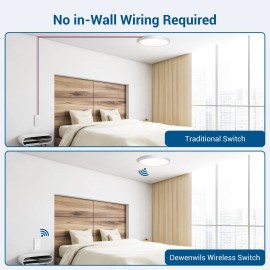 Dewenwils 3 Way Wireless Light Switch and Receiver Kit, Remote Control for Ceiling Ligh...