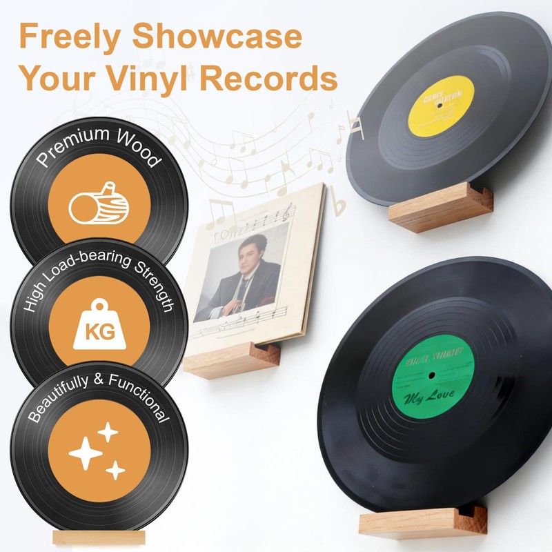 twinklemon 8PCS Vinyl Record Shelf Wall Mount Album Record Holder