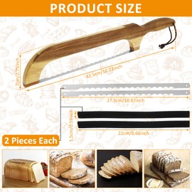 YMKWZ 1PCS Bread Knife for Homemade Bread, Bread Bow Slicer 15.7" Ergonomic Wood Handle, Even Slicing Incisive Bow Bread Knife With Detachable Stainless Steel Blade for Sourdough Bread