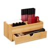 Relaxdays Bamboo Cosmetic Organiser, Multifunctional, 4 Compartments & Drawer, Jewellery