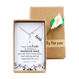 Uloveido Inspirational Faith Mustard Seed Necklace Big Teardop Pendant Adjustable Chain Christian Jewelry Gifts for Her Y1030 (big-drop)