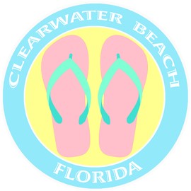 Athena Brands Flip Flops Clearwater Beach Florida - Car Truck Window Bumper Sticker Decal - Wakeboard Blue