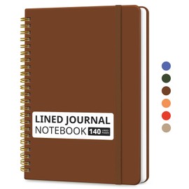 Lined Spiral Journal Notebook for Women & Men, 140 Pages, College Ruled Hardcover Notebook for Work & Note Taking, Journals for Writing, A5(6"x8") - Rust Brown