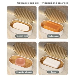 Sbomi Double Layer Removable Soap Dish, Soap Dish with Drain and Lid, Soap Box, Soap Holder, Soap Box for Kitchen, Bathroom, Shower (Transparent)