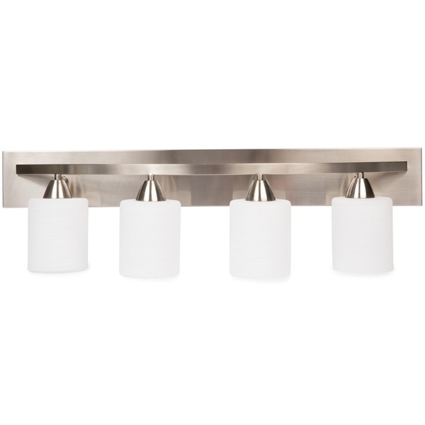 Dorence Vanity Bath Light Bar Interior Lighting Fixtures Over Mirror Modern Glass Shade, Hollywood Style Wall Sconce for Makeup Dressing Table (Brushed Nickel, 4 - Lights)