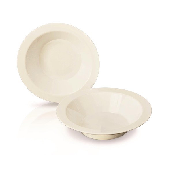 " OCCASIONS " 40 Pieces Plates Pack, Heavyweight Disposable Wedding Party Plastic Bowls (14 oz Soup Bowl, Plain Ivory)