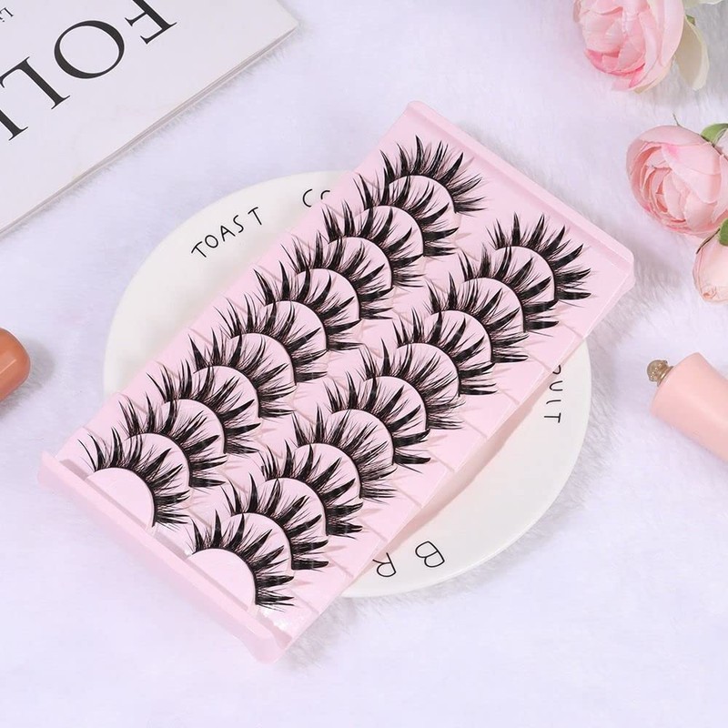 10 Pairs False Eyelashes, Dramatic Cartoon Eyelashes, Wet Look 16mm