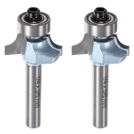 sourcing map 2pcs Roundover Router Bit 1/4 Shank 3/16" Radius Tungsten Steel Tipped Edge Rounding Over Bit with Bearing Guide, Woodworking Milling Tool, Light Blue