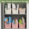 4 Pack Plastic Storage Basket with Handles, Small Deep Organizer