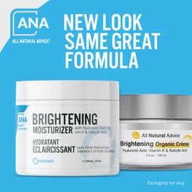 All Natural Advice Brightening Cream, Rejuvenating Moisturizer for Face & Body with Hyaluronic, Salicylic, Glycolic & Kojic Acid, Skin Brightening with Organic Botanicals (120ml / 4 fl.oz)