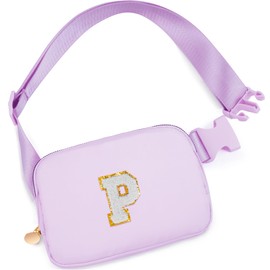 Uygafly Gifts for Girls 3 4 5 6 7 8 9 10 11 12 Year Old Teens Kids Daughter Sister Her - Fanny Pack Crossbody Bag Cute Stuff for Girls Teen Trendy Belt Bags | Initial White P,Lavender Bag