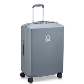 United Colors of Benetton UCB Hardside Luggage with Spinner Wheels, Steel Grey, Checked-Medium 23 Inch