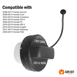 GOMADEIT Gas Cap compatible with Honda Accord Civic Crosstour CR-V Fit HR-V Insight Odyssey Pilot Fuel Cap 2006-2018 replace 17670-T3W-A01 17670-T3W-003 17670-SJA-A02 17670-SNA-A02 17670-TR0-A11