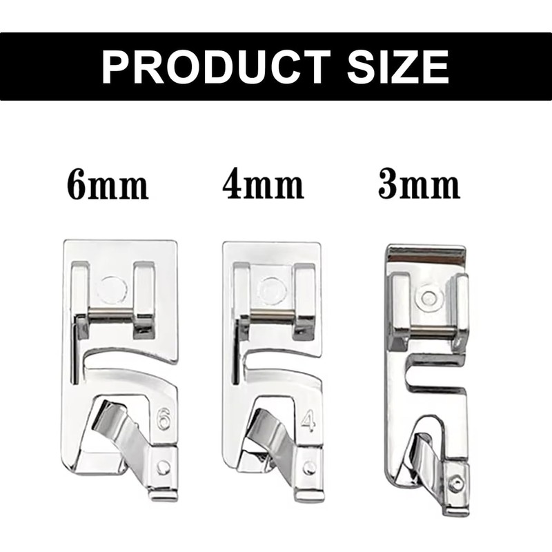 3PCS Rolled Hem Foot Set - Sewing Machine Foot Kit