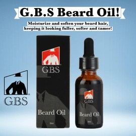 G.B.S Beard Oil - 1 oz Glass Bottle + Dropper. Works Great Moisturizes Soften Beard Skin Conditioning Oil Promotes Beard + Mustache Growth. Smell Tremendous Healthier Coarse Dry