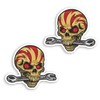 2 x 10cm Mechanic Skull Vinyl Stickers - Biker Tattoo