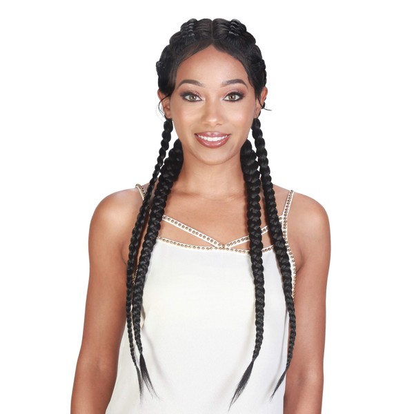 Zury SiS Synthetic Braided 360 Lace Front Wig - Double Dutch Box (1B Off Black)