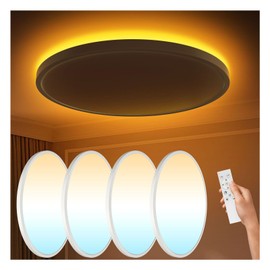 4Pack Flush Mount Ceiling Light with Nightlight 12in , 24W 2400LM Dimmable LED Ceiling Lights with Remote & APP Control, 2700K-6000K Adjustable, Perfect for Bedroom/Living Room/Kitchen, Round White