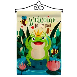 Frog Welcome Garden Flag - Set Wall Hanger Friends Bugs & Frogs Butterfly Ladybugs Dragonfly Bee Springtime Insect Natural Wildlife - House Banner Small Yard Gift Double-Sided 13 X 18.5