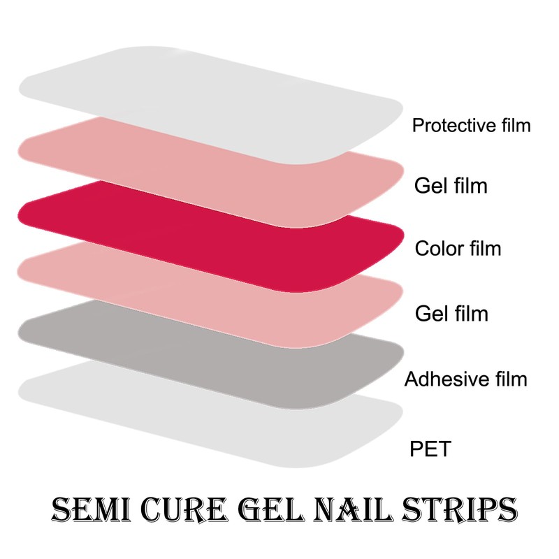 YIZHUO Semi-Cured Gel Nail Strips Kit - Nude Pink Bikini