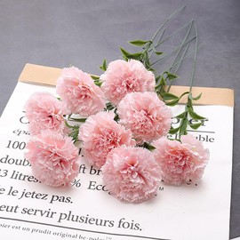 XIYUAN 15 Inch Bouquets 15 Stem Carnations,Carnations Artificial Flowers,No Fade Artificial Flower, Silk Petals Fake Flowers Forever Plants for Home Party and Wedding Decor (Light Pink)
