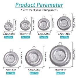 Disc Sinkers Fishing Weights Coin Sinkers Weights Saltwater Surf Fishing Weights Catfishing Gear Tackle 1oz 2oz 3oz 4oz 5oz 6oz 8oz (5oz 4pcs)