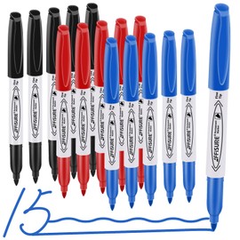 Affisure Permanent Markers, Black, Blue, Red, 15 Pack, Fine Point，Assorted Colors Set, Works on Wood, Plastic, Metal, and More, for Adults, Artist, Teacher, Kids