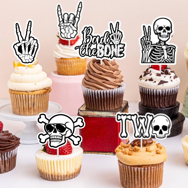 36Pcs Bad Two The Bone Cupcake Toppers Bad 2 The