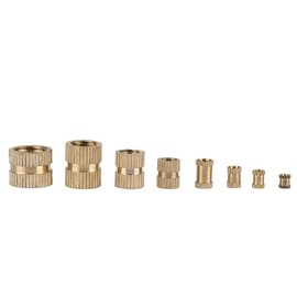 210Pcs Female Thread Knurled Nuts, M2 ​M2.5 ​M3 ​M4 ​M5 ​M6 ​M8 ​M10 Insert Nuts Brass Threaded Embedment Nut Assortment Kit for 3D Printing Plastic Parts