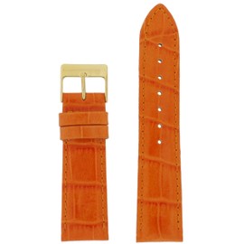 Tech Swiss TSA225-16G Watch Band Orange Genuine Leather Crocodile Grain 14 millimeter