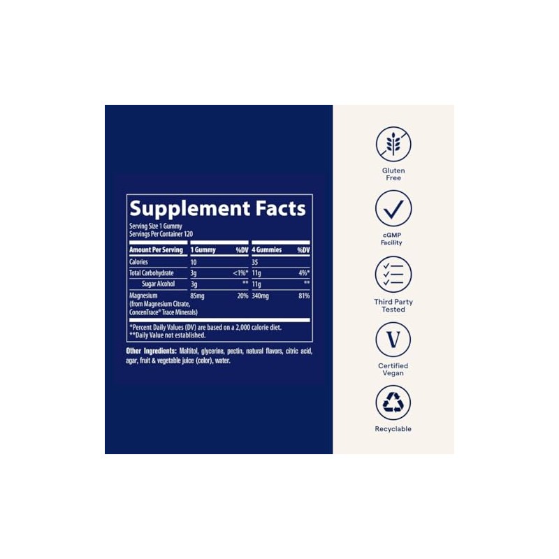 Trace Minerals Gomitas de magnesio sin azúcar sabor a bayas