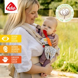 Fehn Natural Crinkle Dog - Activity Rustling Toy with Organic Cotton (kbA) for Gripping, Playing & Making Sounds - Ideal Companion for Babies and Toddlers