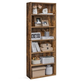 VASAGLE CUSTOS Collection - Bookshelf, 6-Tier Bookcase, Book Shelf, Open Storage Shelf, 9.4 x 23.6 x 63.3 Inches, for Living Room, Home Office, Dinning Room, Rustic Brown ULBC166X01
