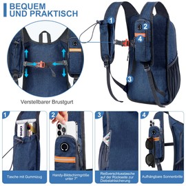 BECOJADDE 15L Hiking Backpack Men's Small Backpack Women's Lightweight Daypack Daypack Foldable Trekking Backpack for Camping Outdoor Hiking Travel, blue