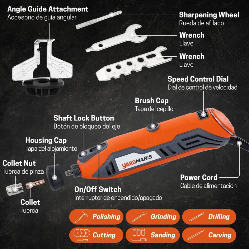 YARDMARIS 7 PCS Electric Chainsaw Sharpener Kit, High-Speed Chain Saw