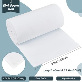BENECREAT Rollo de hojas de espuma EVA blanca de 157 pulgadas, tiras de sellado de espuma de 7.8 pulgadas de ancho para suministros de artes y manualidades, disfraces de cosplay y decoración de la