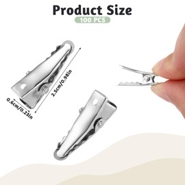 Pack of 100 Silver Hair Clips, Hairdresser Alligator Clips, Silver Metal Hair Clips, Women's Clips, Hairdressing Supplies, Section Clips, Girls Hair Styling, DIY, 2.5 cm