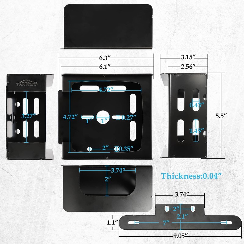 Partsam 1 Set Square Black Trailer Tail Light Mounting Box