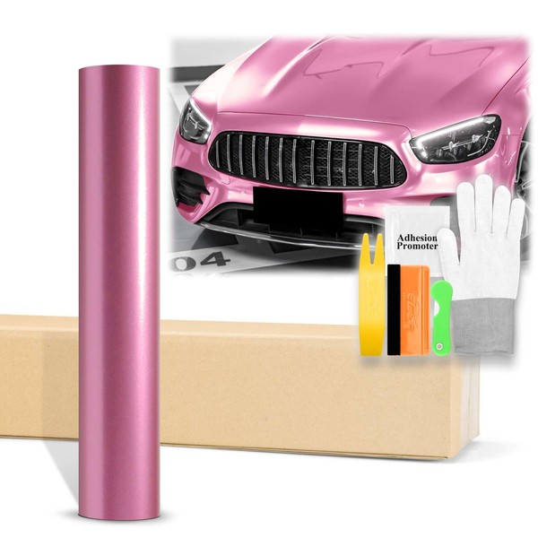 20"x60" (1.6FTx5FT) Pink Gloss Metallic Glossy Vinyl Wrap Auto Car