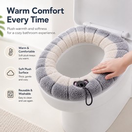 Warm Toilet Seat Cover for Bathroom Comfort – Soft Washable Knitted Cushion Pad for Universal O-Shaped Toilets
