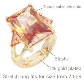 Lavencious Big Bold Radiant CZ Stones Stretch Rings for Women Size for 7-9, 7 - 9, Cubic Zirconia, Cubic Zirconia